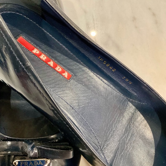 Prada Women's Navy Patent Leather ballet slippers - Picture 9 of 13